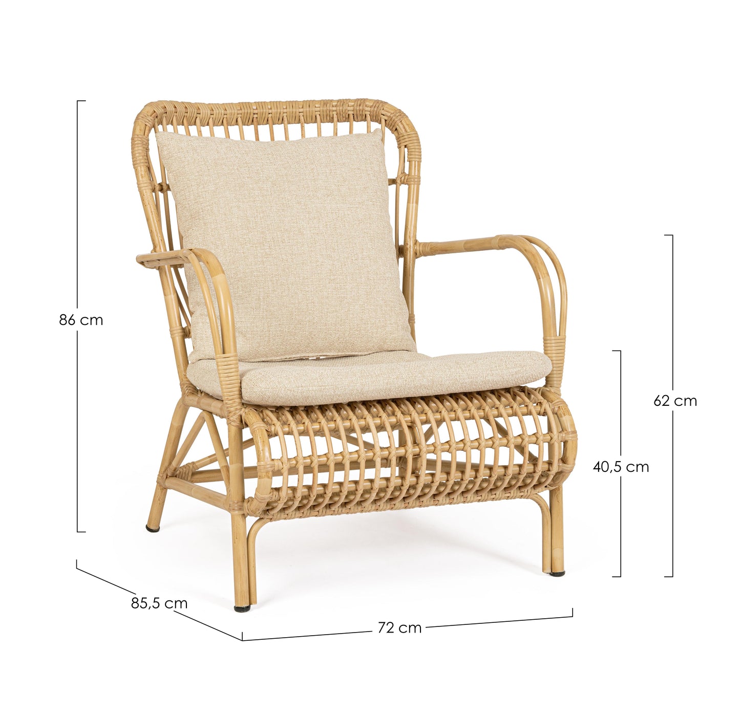 Poltrona da esterno in alluminio effetto Rattan con cuscini
