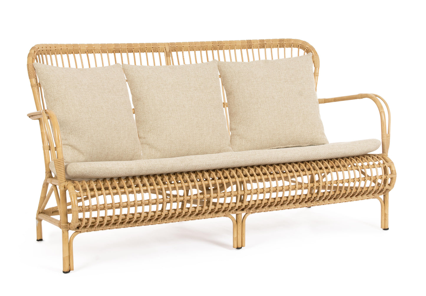 Divano da esterno in alluminio effetto Rattan con cuscini