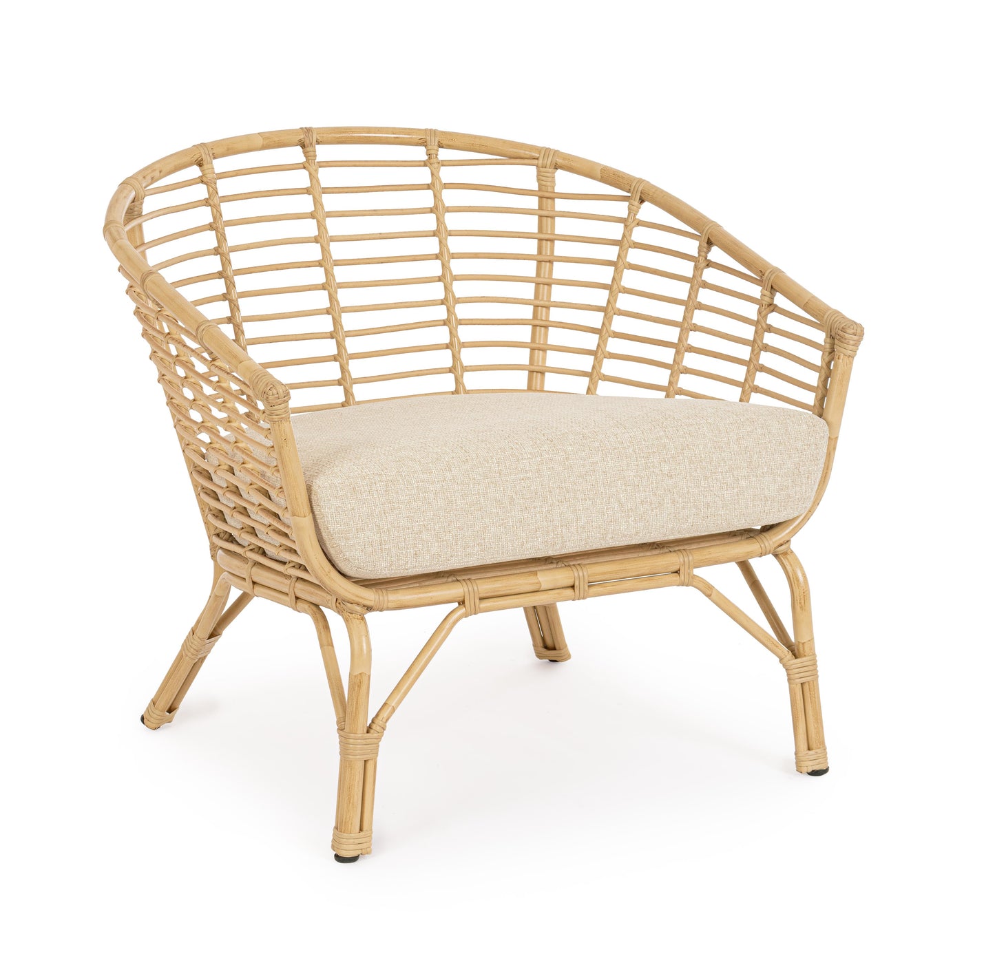 Poltrona con cuscini in alluminio effetto rattan da esterno