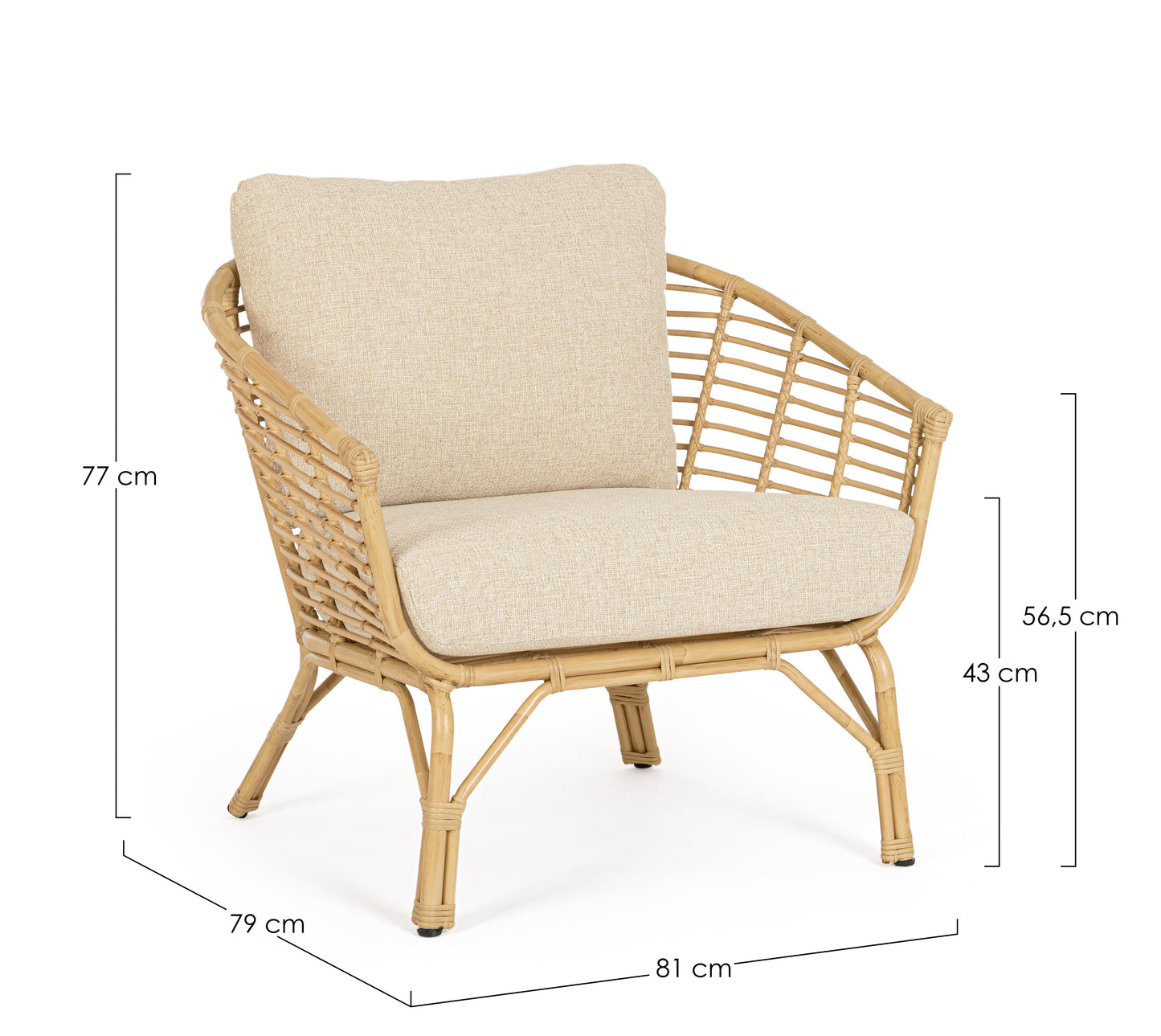 Poltrona con cuscini in alluminio effetto rattan da esterno