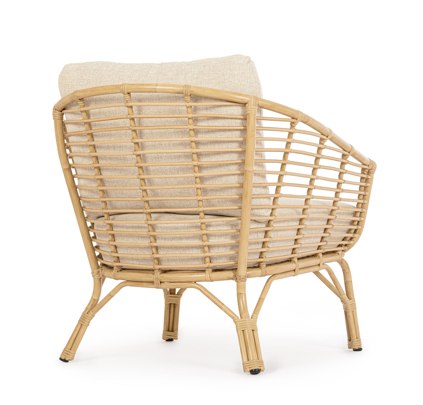 Poltrona con cuscini in alluminio effetto rattan da esterno