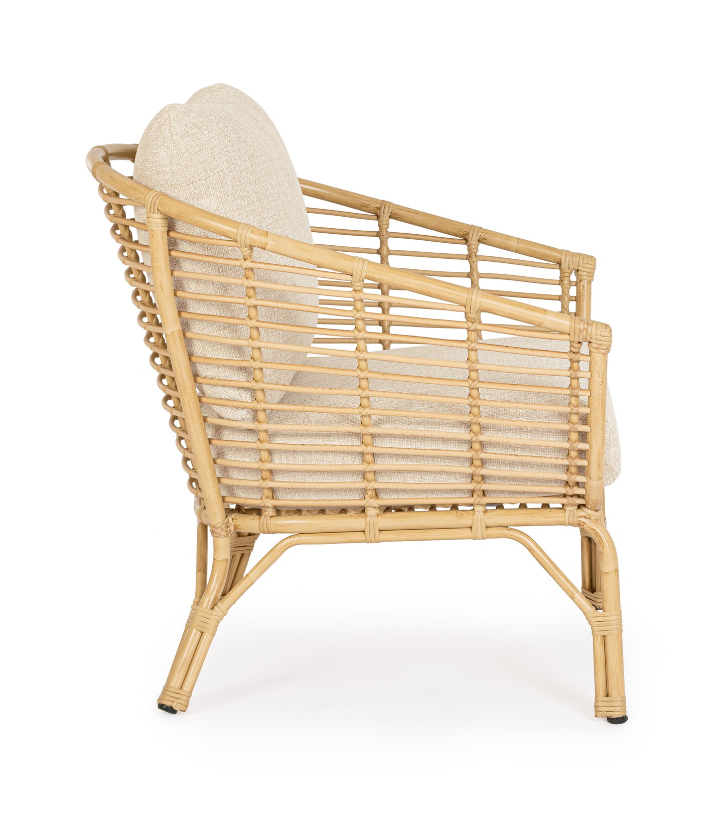 Poltrona con cuscini in alluminio effetto rattan da esterno