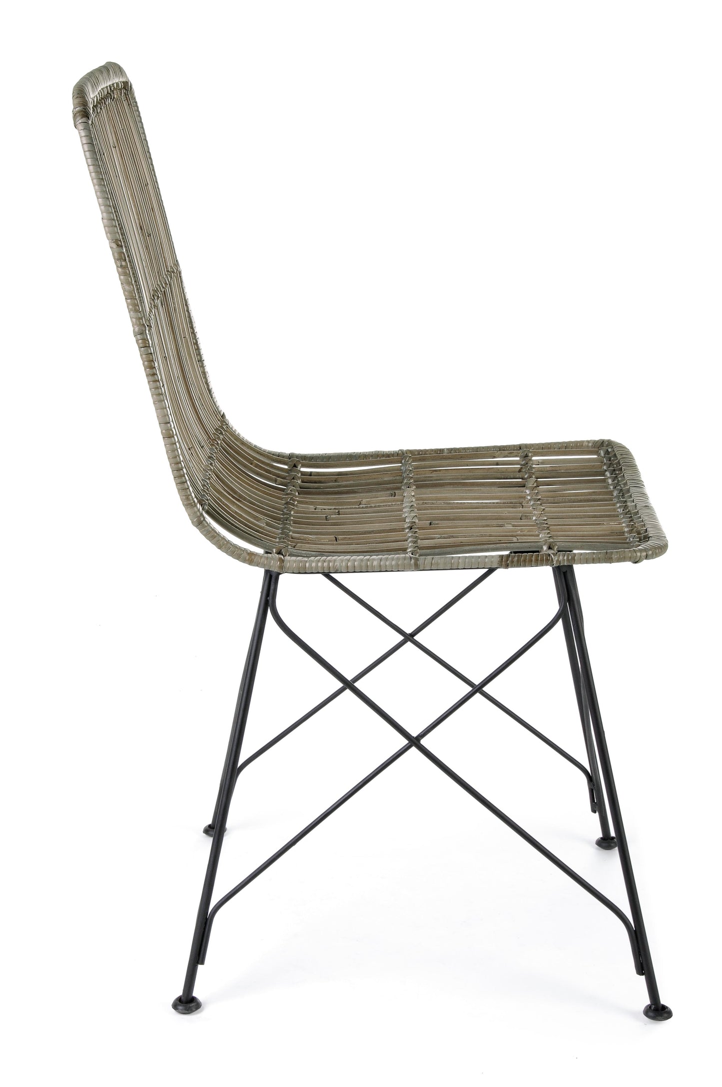 Sedia pranzo rattan con gambe in ferro set da 4 sedie