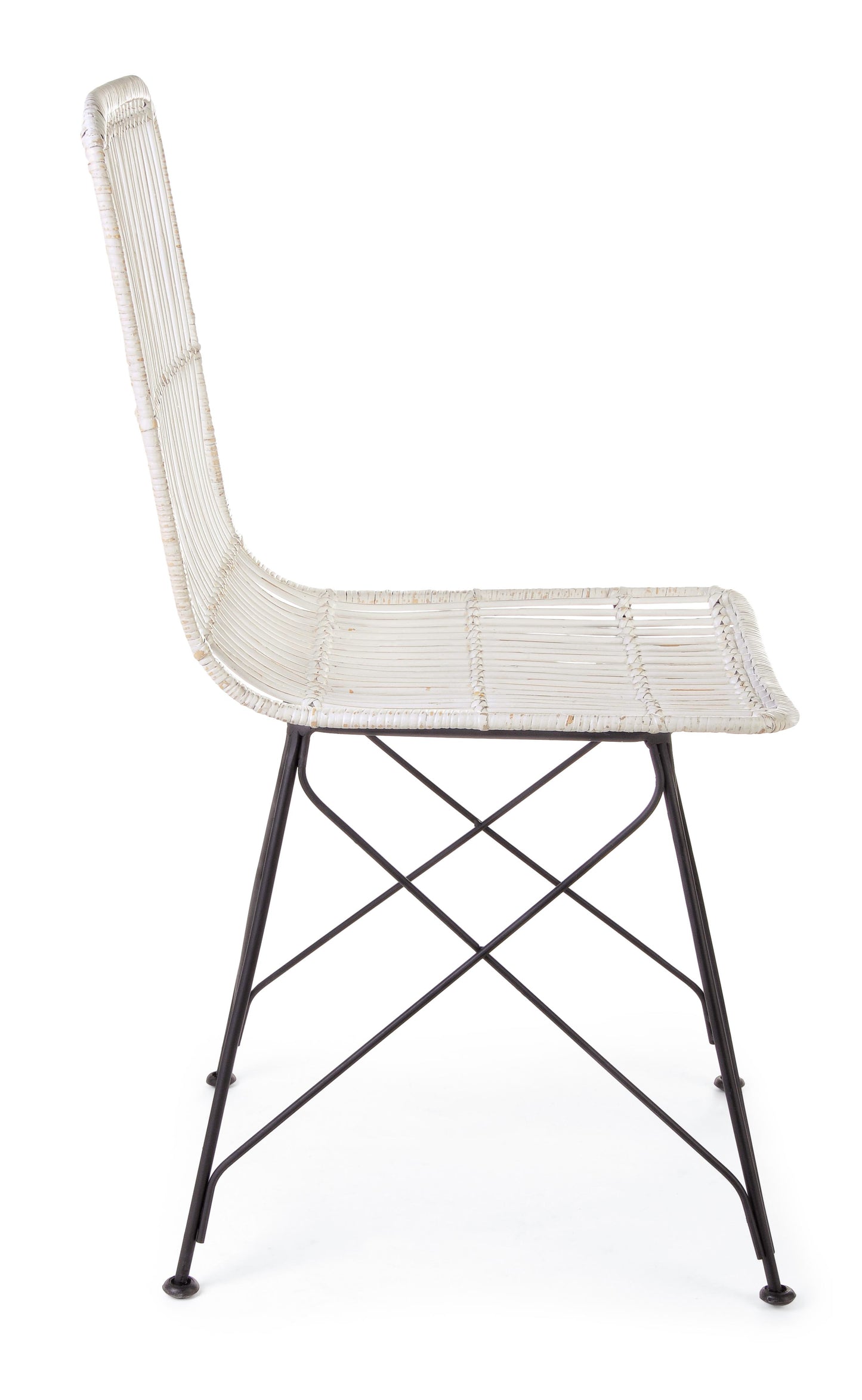 Sedia pranzo rattan con gambe in ferro set da 4 sedie