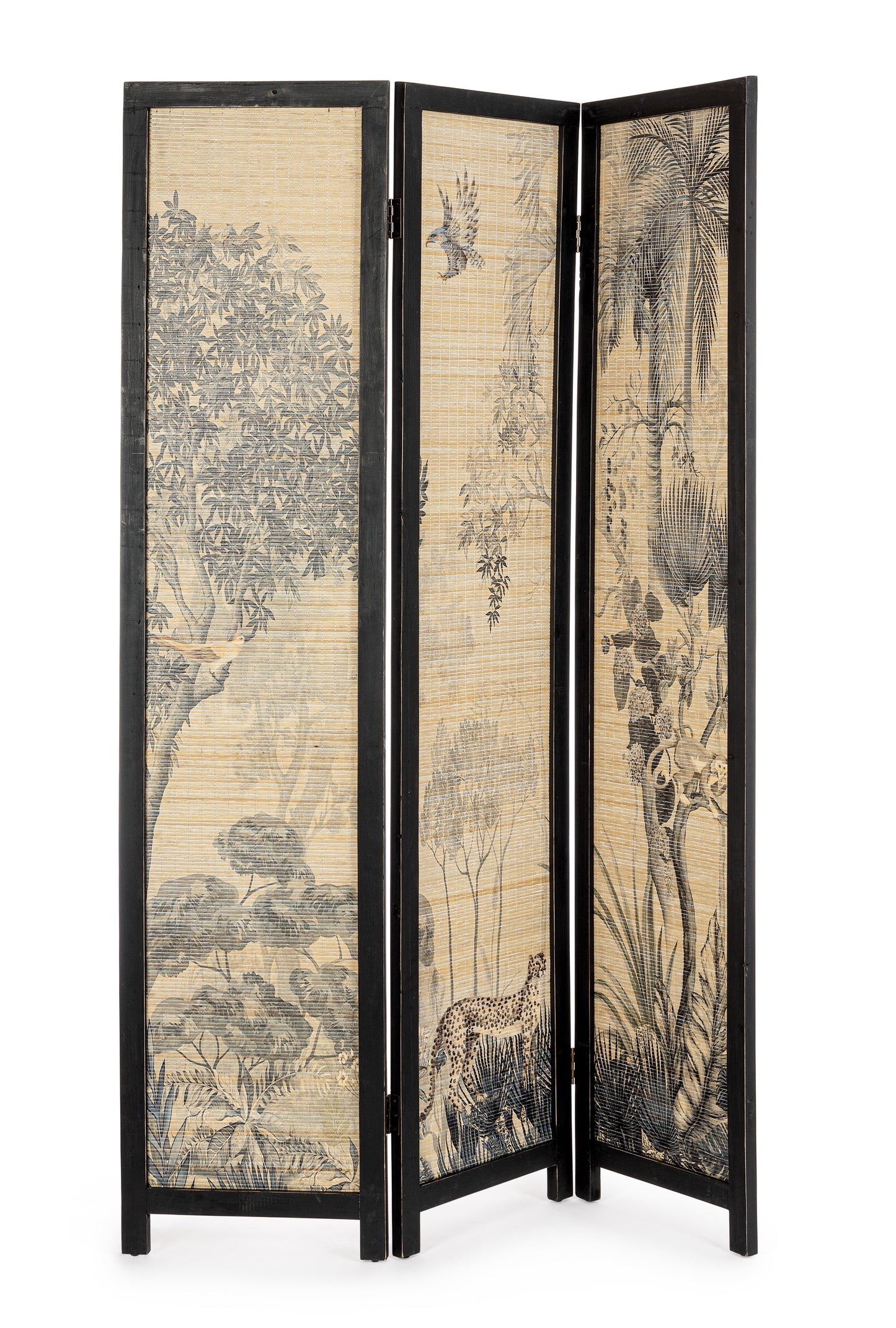 Paravento separe vintage cinese in Bamboo dipinto