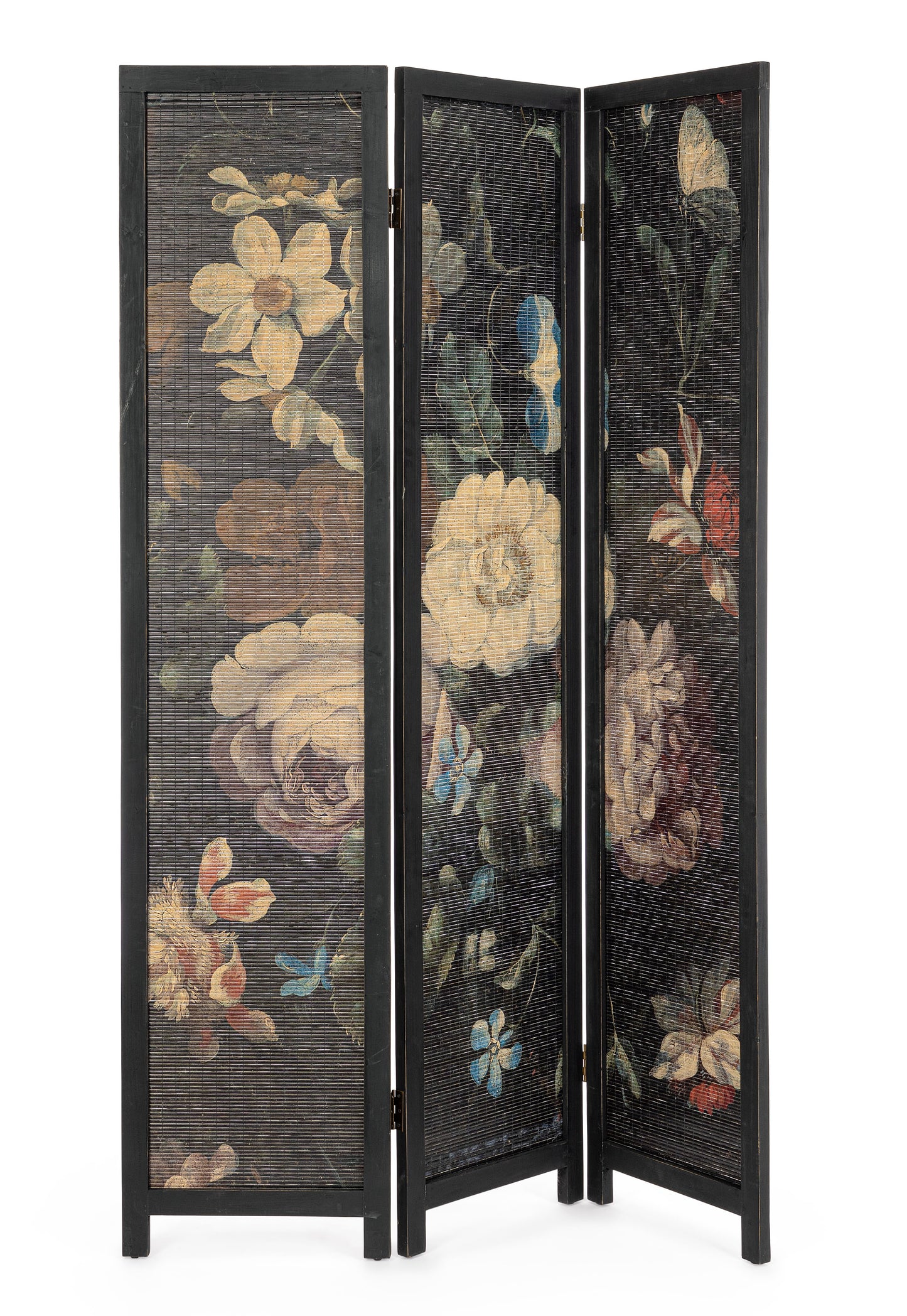 Paravento separe vintage cinese in Bamboo dipinto