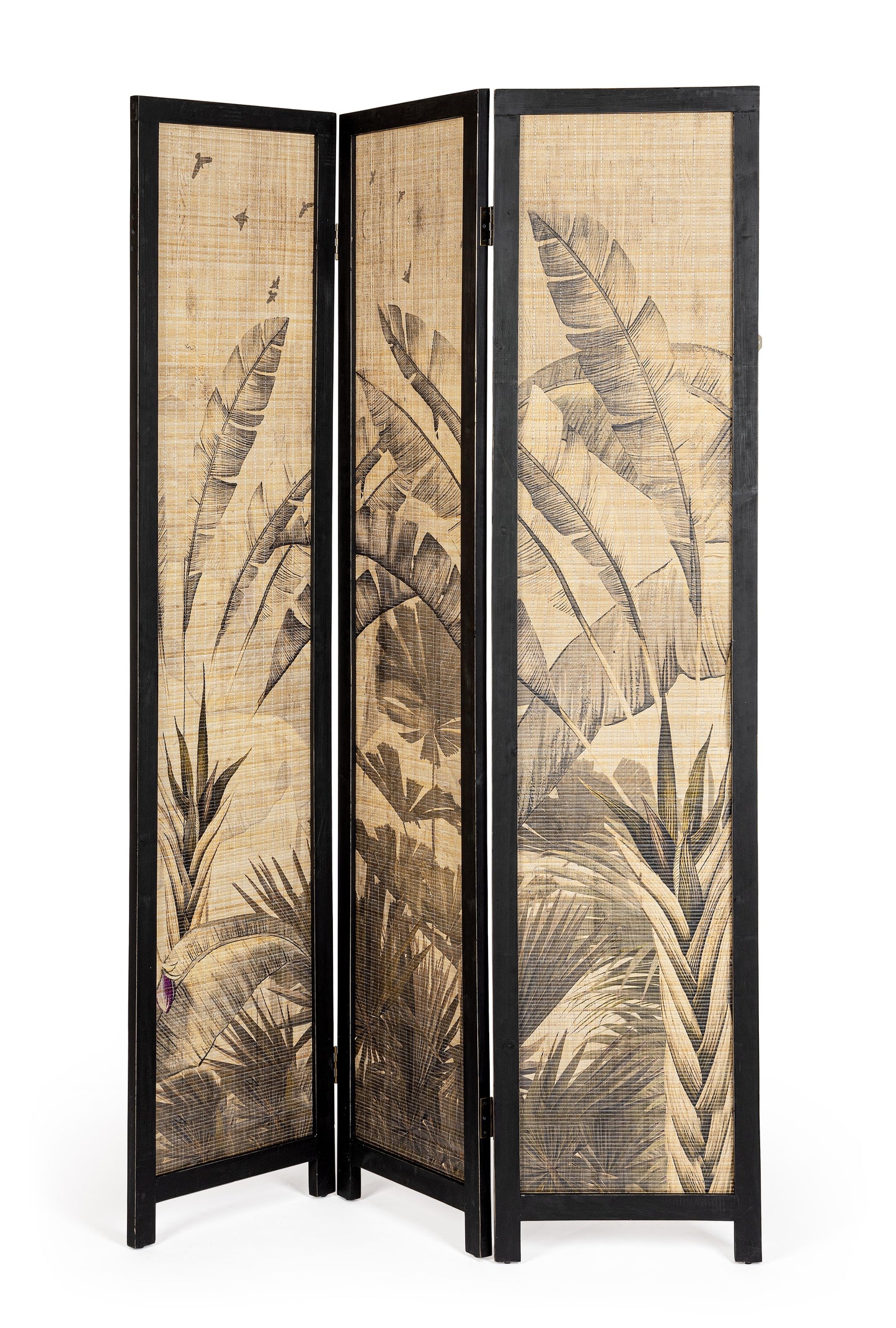 Paravento separe vintage cinese in Bamboo dipinto