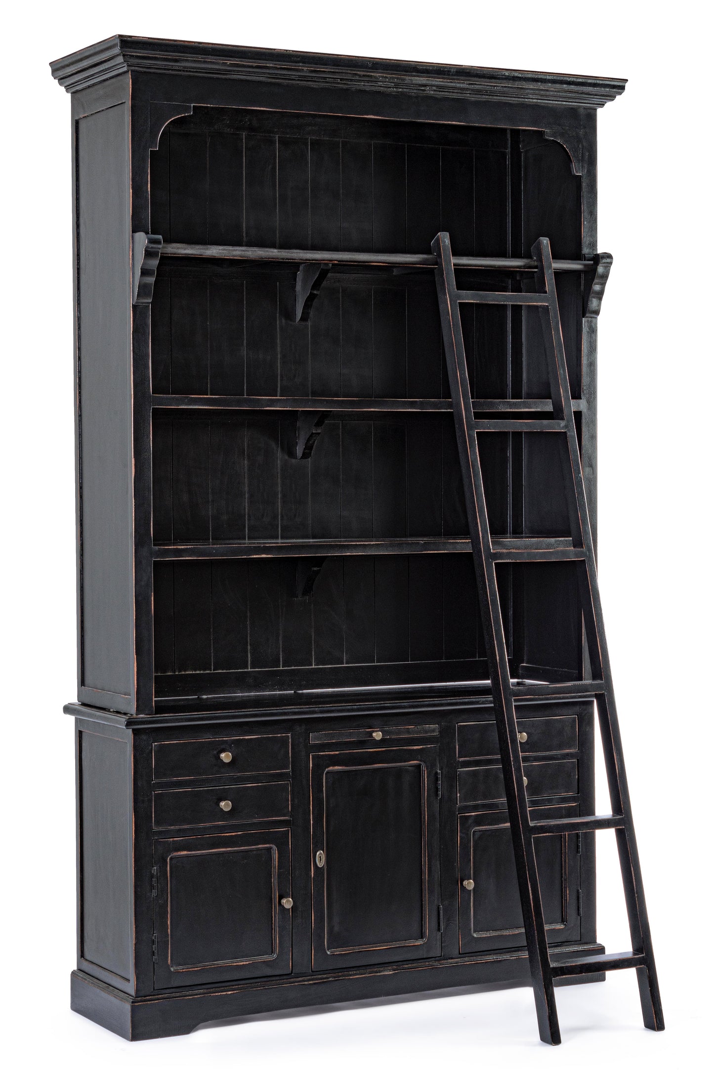 Libreria shabby chic con scala in legno massello