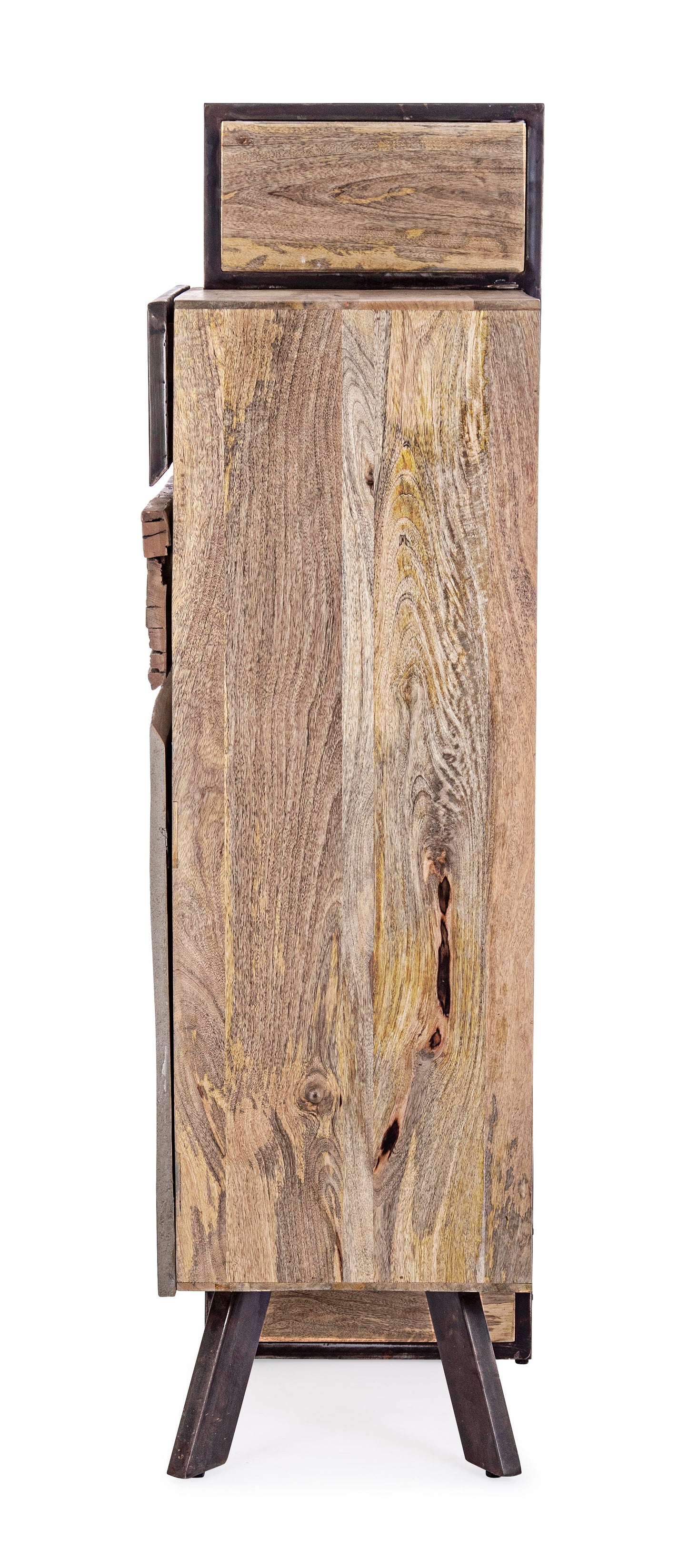 Credenza industrial con frontali in legno ferro e cemento 1 ante 2 cassetti
