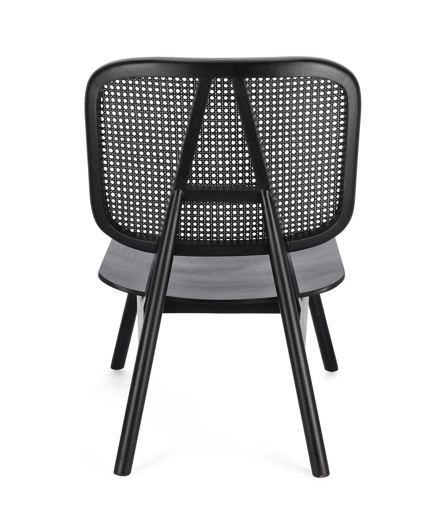 Poltrona lounge stile design vintage in Teak con schienale in paglia di vienna