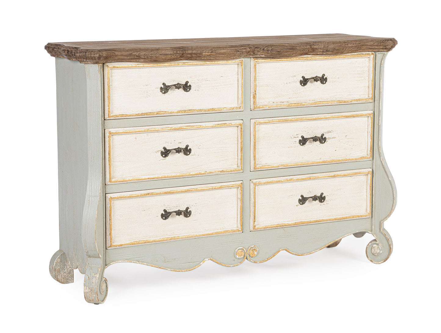 Cassettiera in legno massello dipinto stile stile barocco