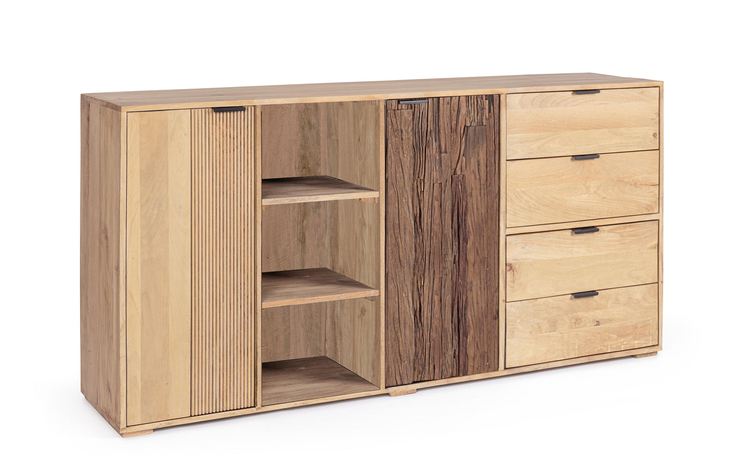 Credenza in legno massiccio bicolore 2 ante 4 cassetti
