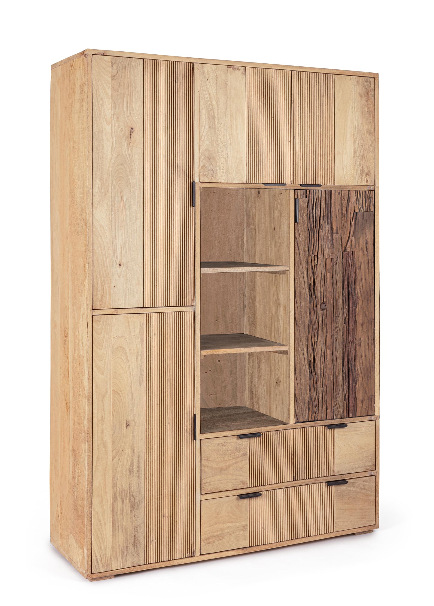 Mobile armadio in legno massiccio bicolore 5 ante 2 cassetti