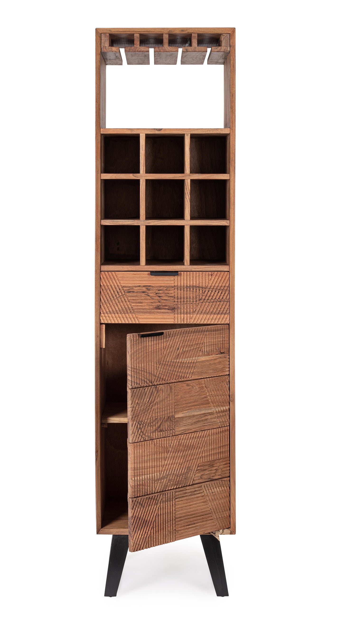 Mobile bar colonna industrial vintage legno massiccio