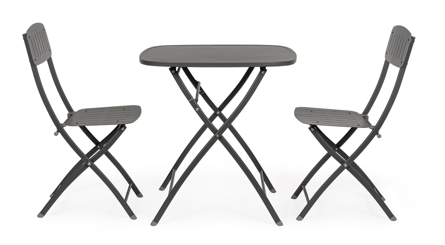 Set bistrot da esterno pieghevole tavolo e 2 sedie in acciaio verniciato diversi colori