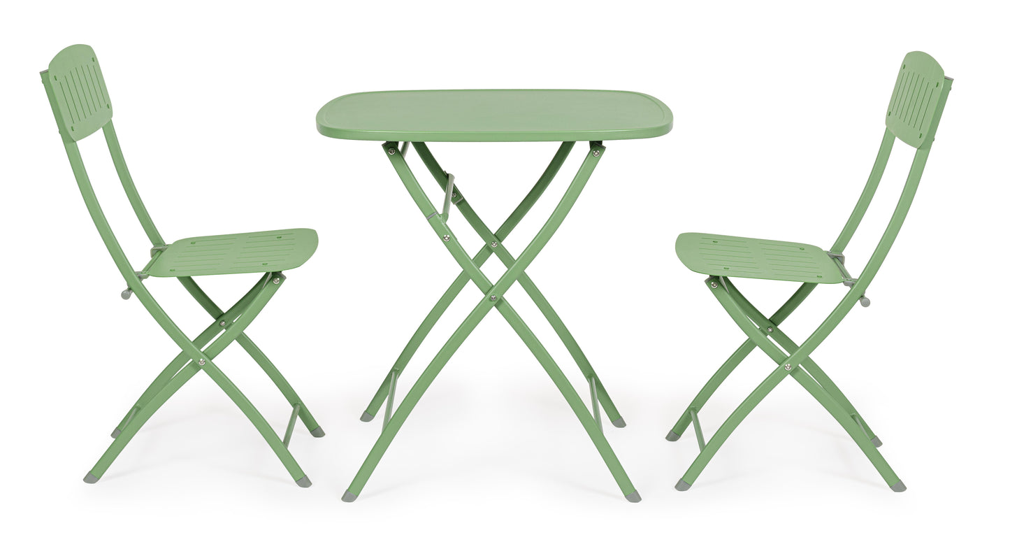 Set bistrot da esterno pieghevole tavolo e 2 sedie in acciaio verniciato diversi colori