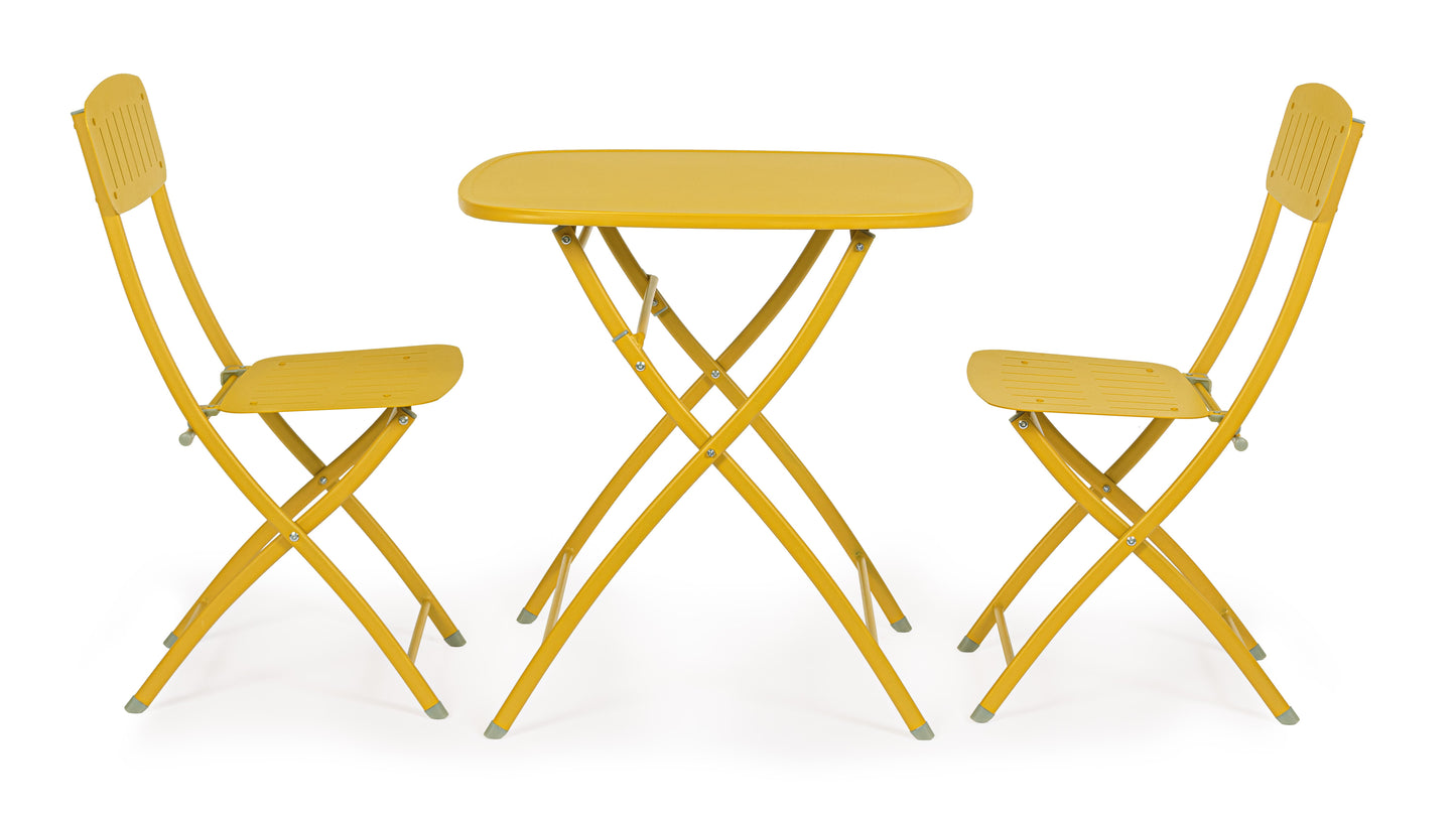 Set bistrot da esterno pieghevole tavolo e 2 sedie in acciaio verniciato diversi colori