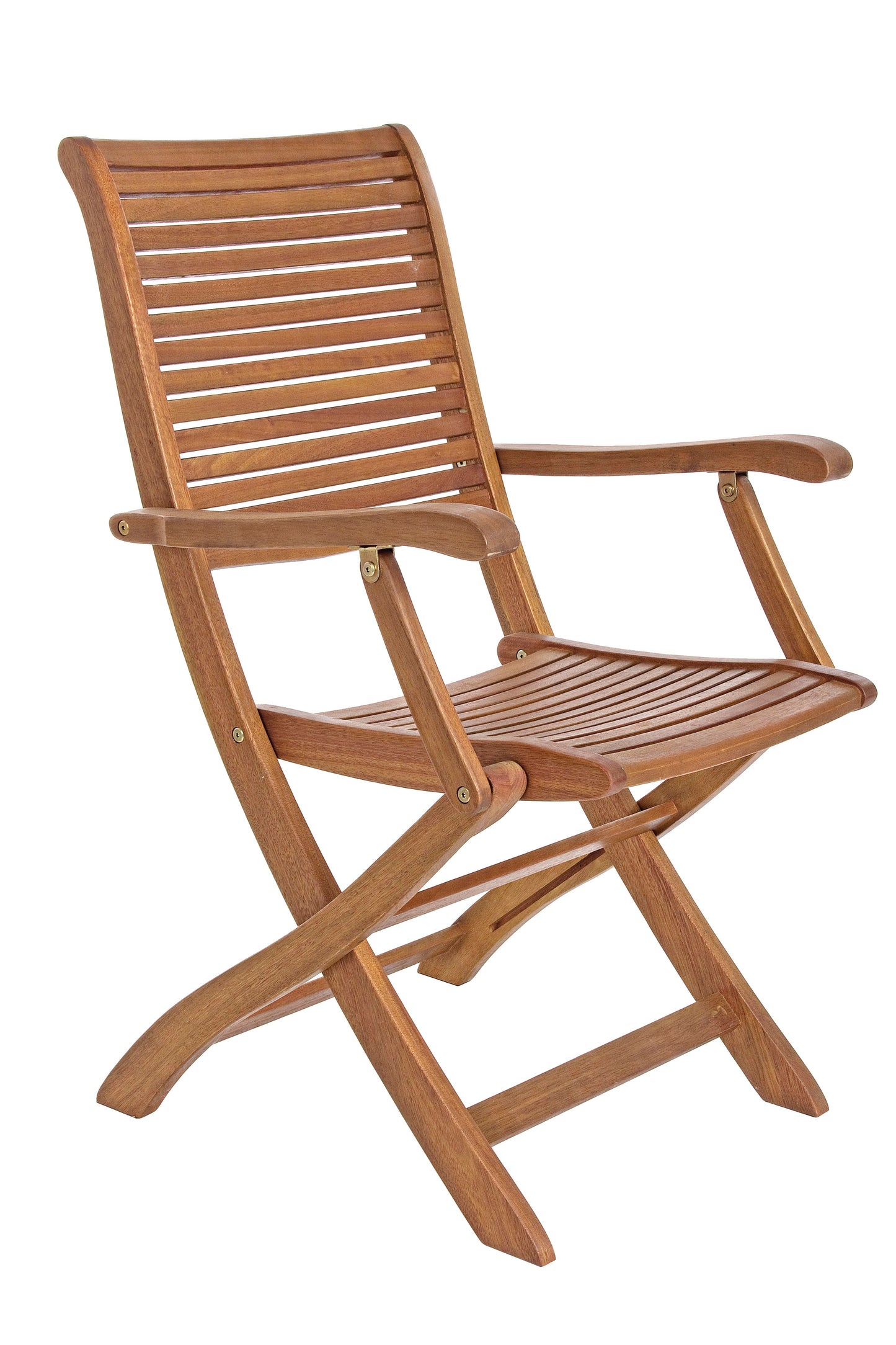 Set da 2 sedie pieghevoli da esterno con bracciolo in legno massiccio