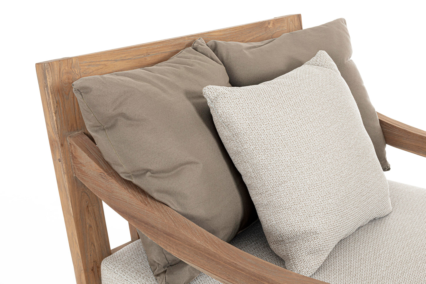 Poltrona in teak con cuscini da esterno
