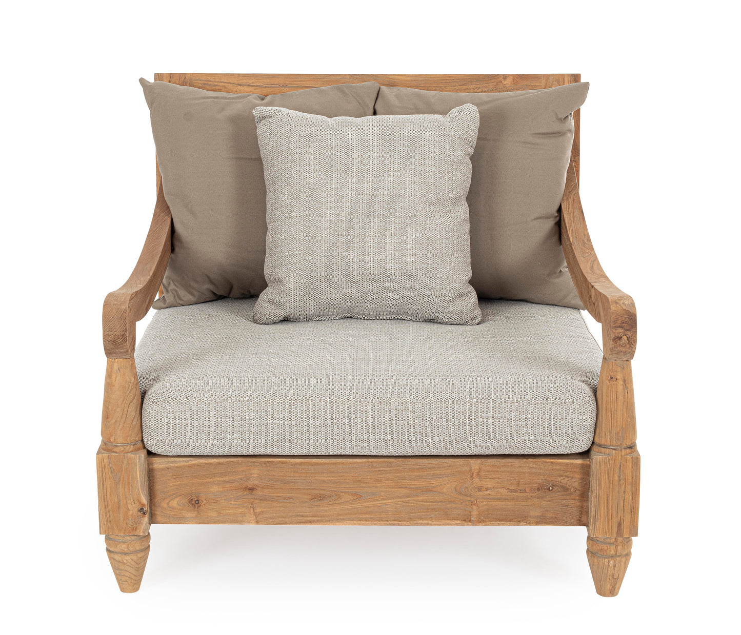 Poltrona in teak con cuscini da esterno