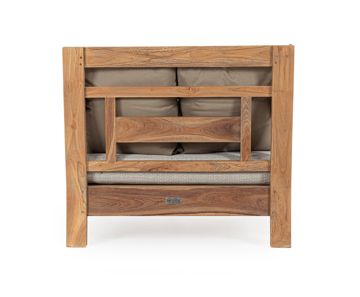 Poltrona in teak con cuscini da esterno