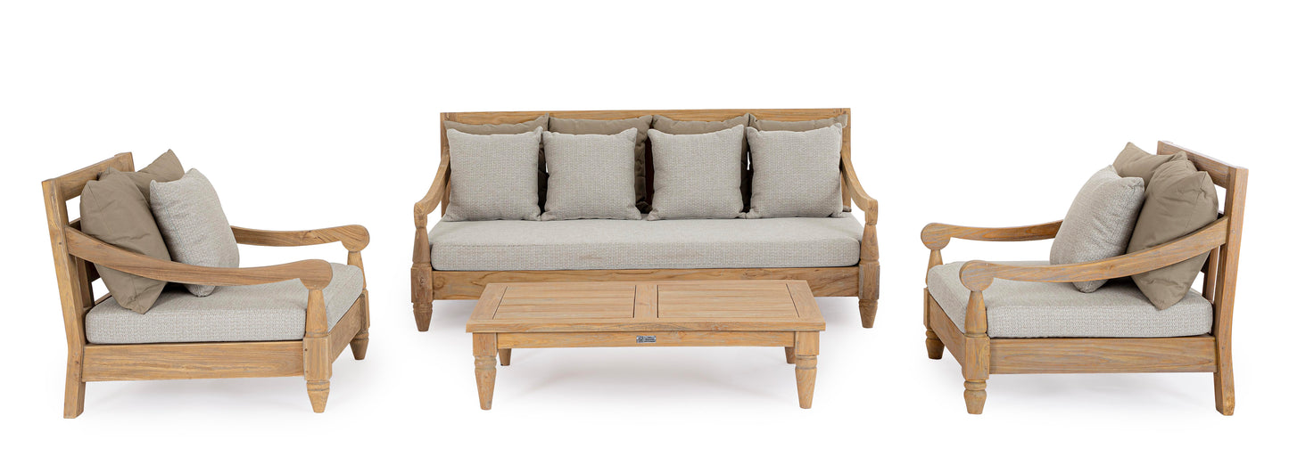 Poltrona in teak con cuscini da esterno