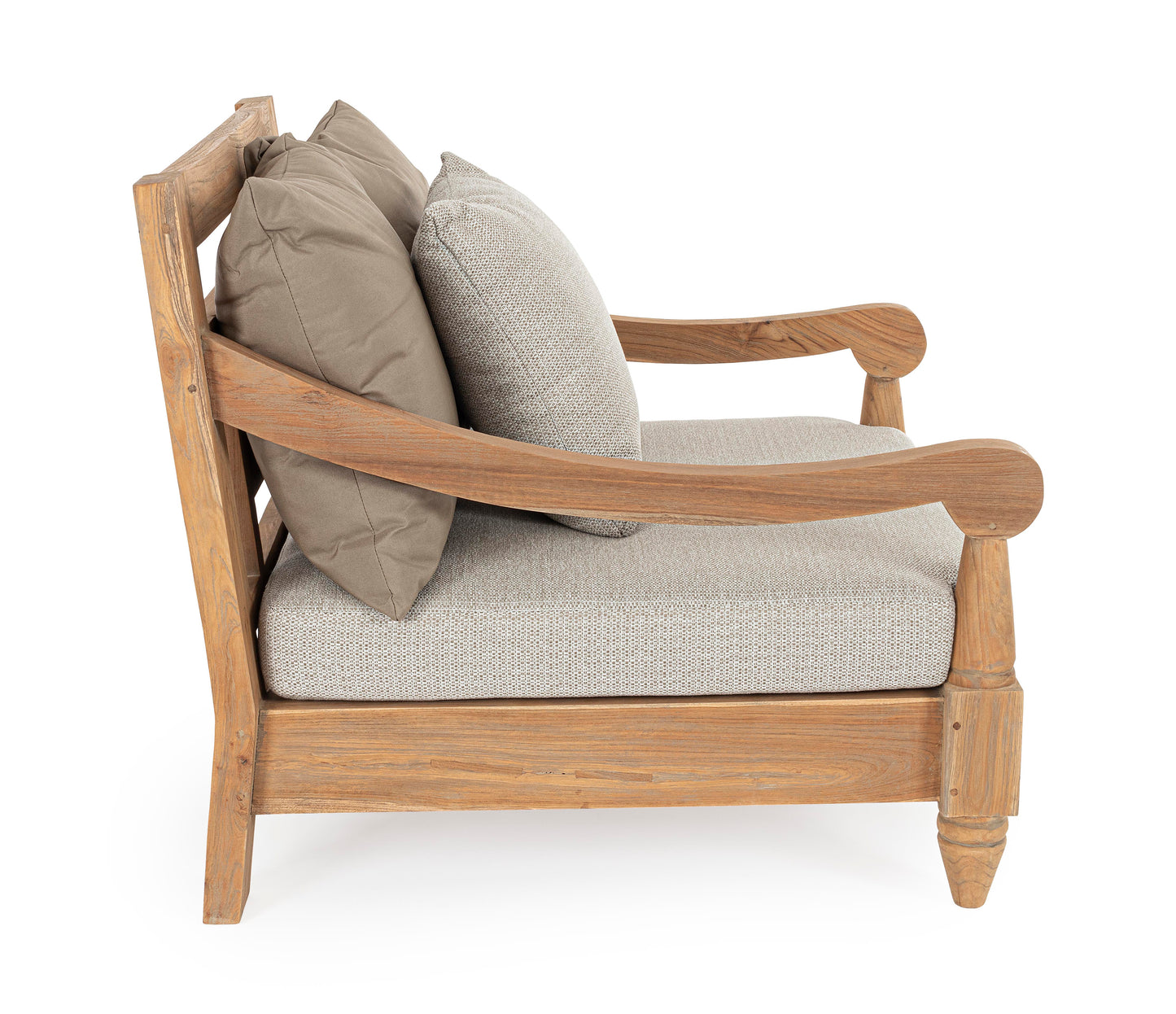 Poltrona in teak con cuscini da esterno