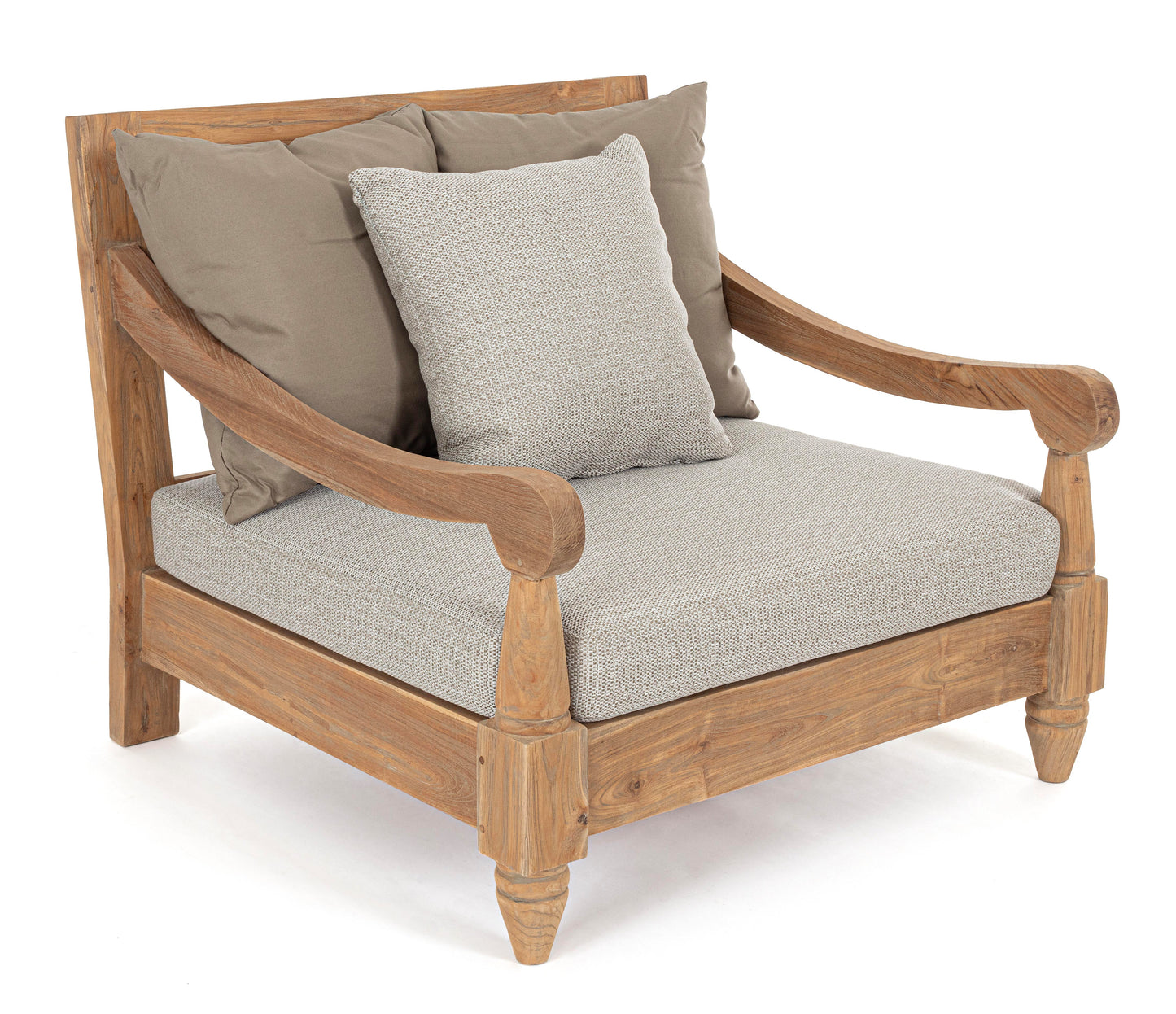 Poltrona in teak con cuscini da esterno