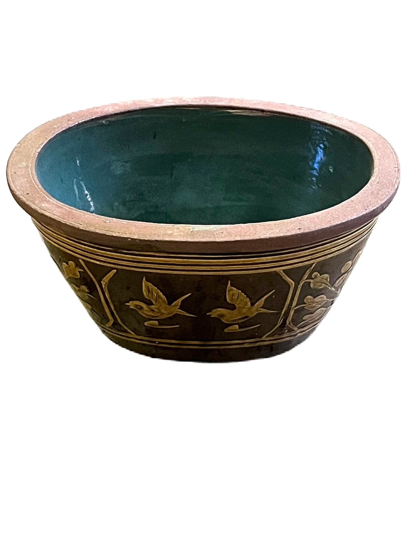 Vaso cinese in terracotta decorata