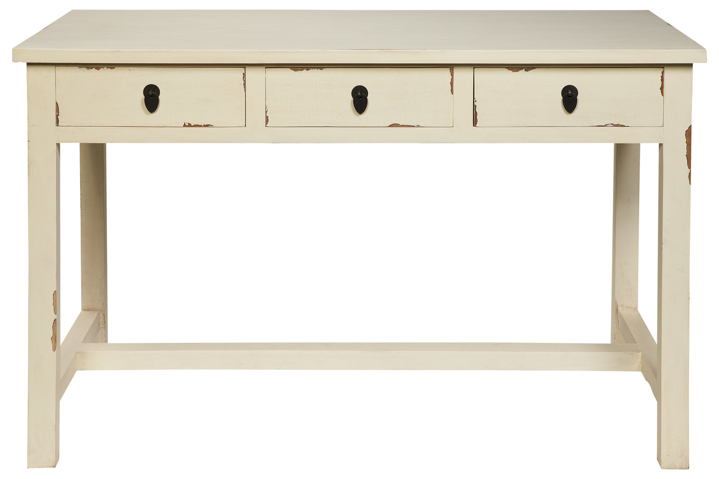 Scrivania vintage cinese 3 cassetti in legno di pioppo laccato bianco