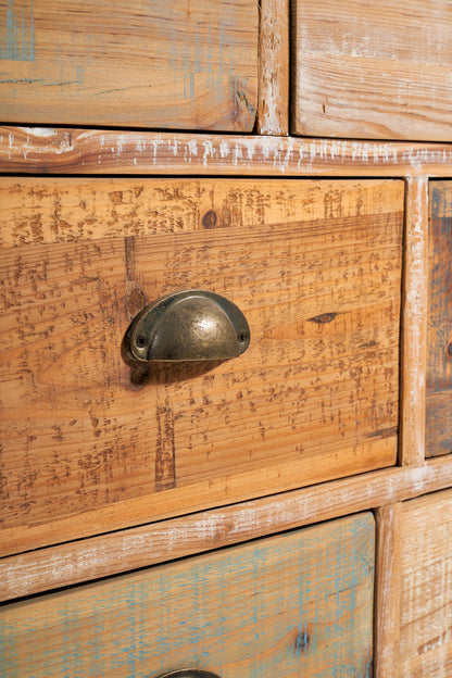 Cassettiera design in legno massiccio di recupero maniglie vintage