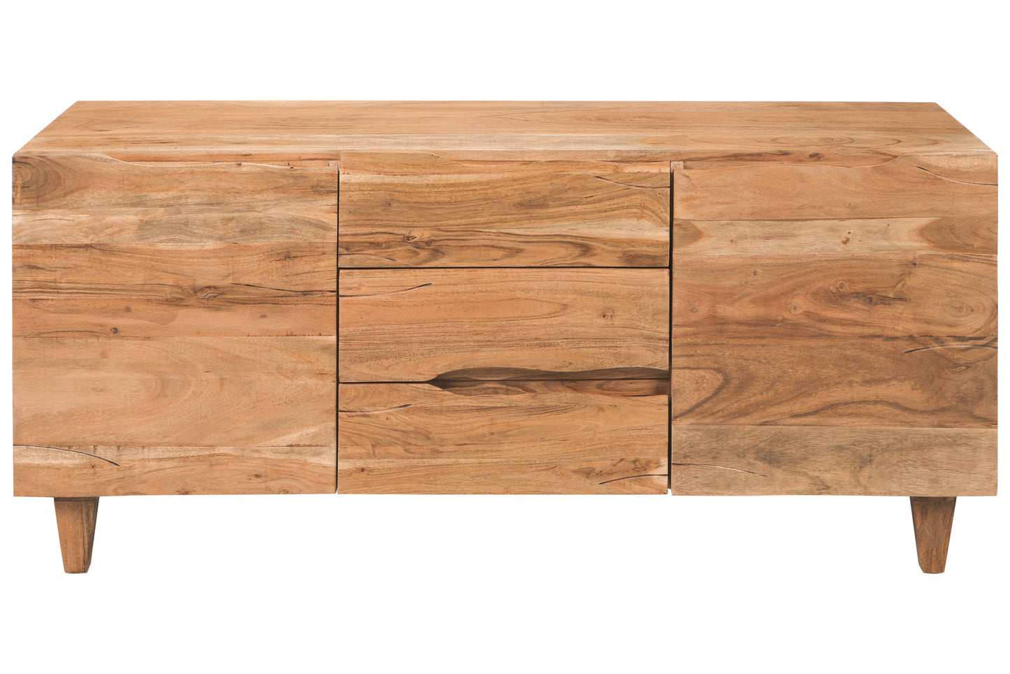 Credenza bassa etnica minimale in legno massiccio di Acacia naturale