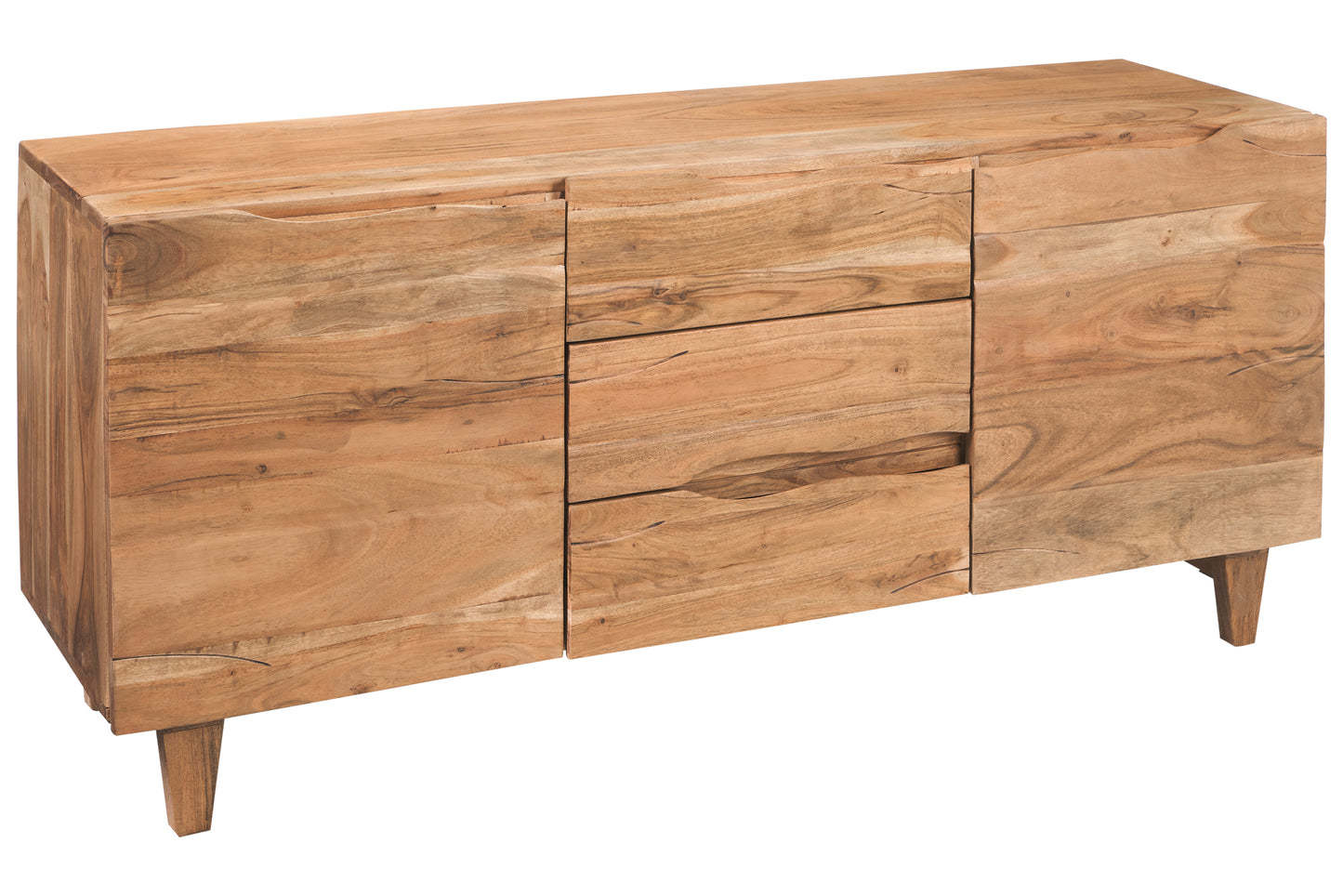 Credenza bassa etnica minimale in legno massiccio di Acacia naturale