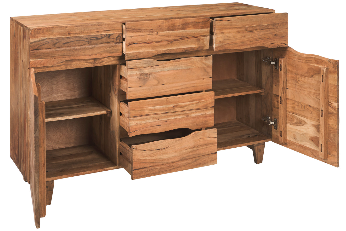 Credenza etnica minimale in legno massiccio di Acacia naturale