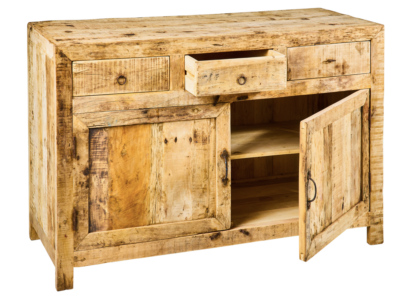 Credenza legno di recupero bleach 2 ante 3 cassetti