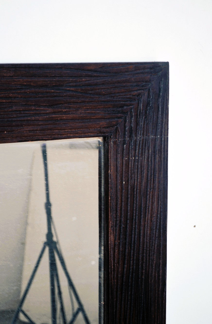 Specchio grande con cornice in legno Scratch