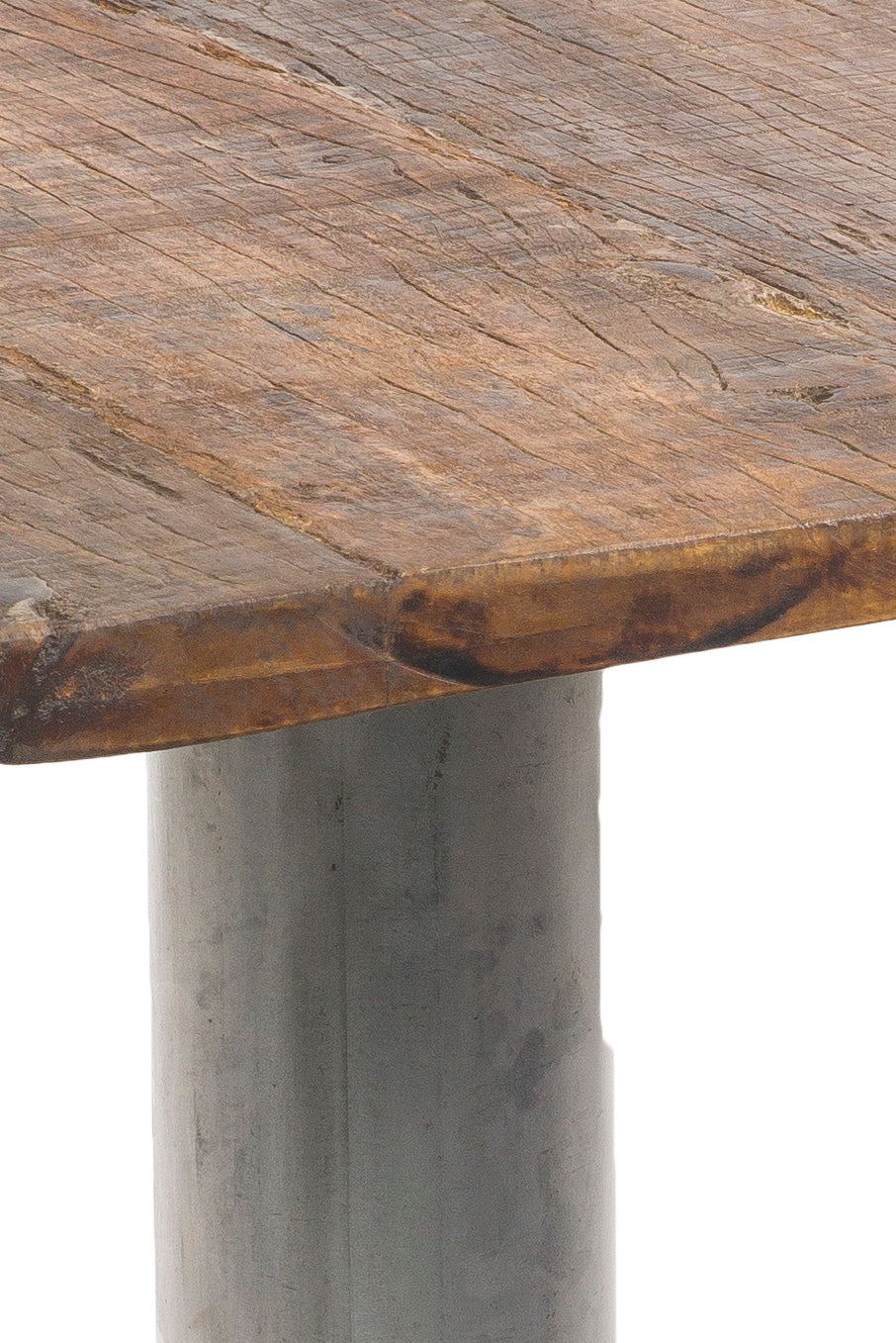 Tavolino vintage da pranzo quadrato base acciaio piano in legno