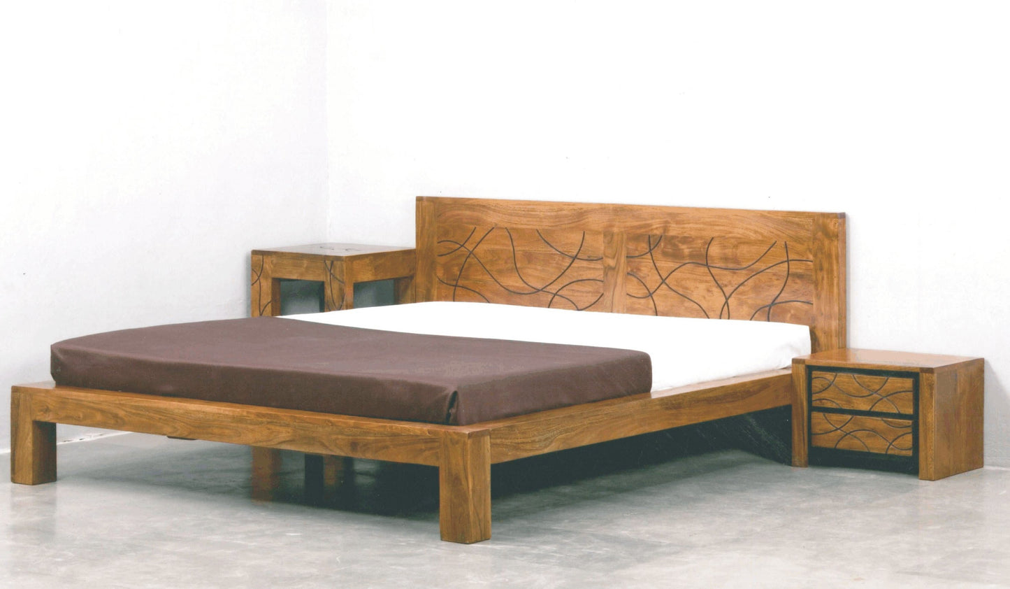 Letto etnico Matrimoniale in Legno Massello Country Rustico tahiti - lapagoda.net