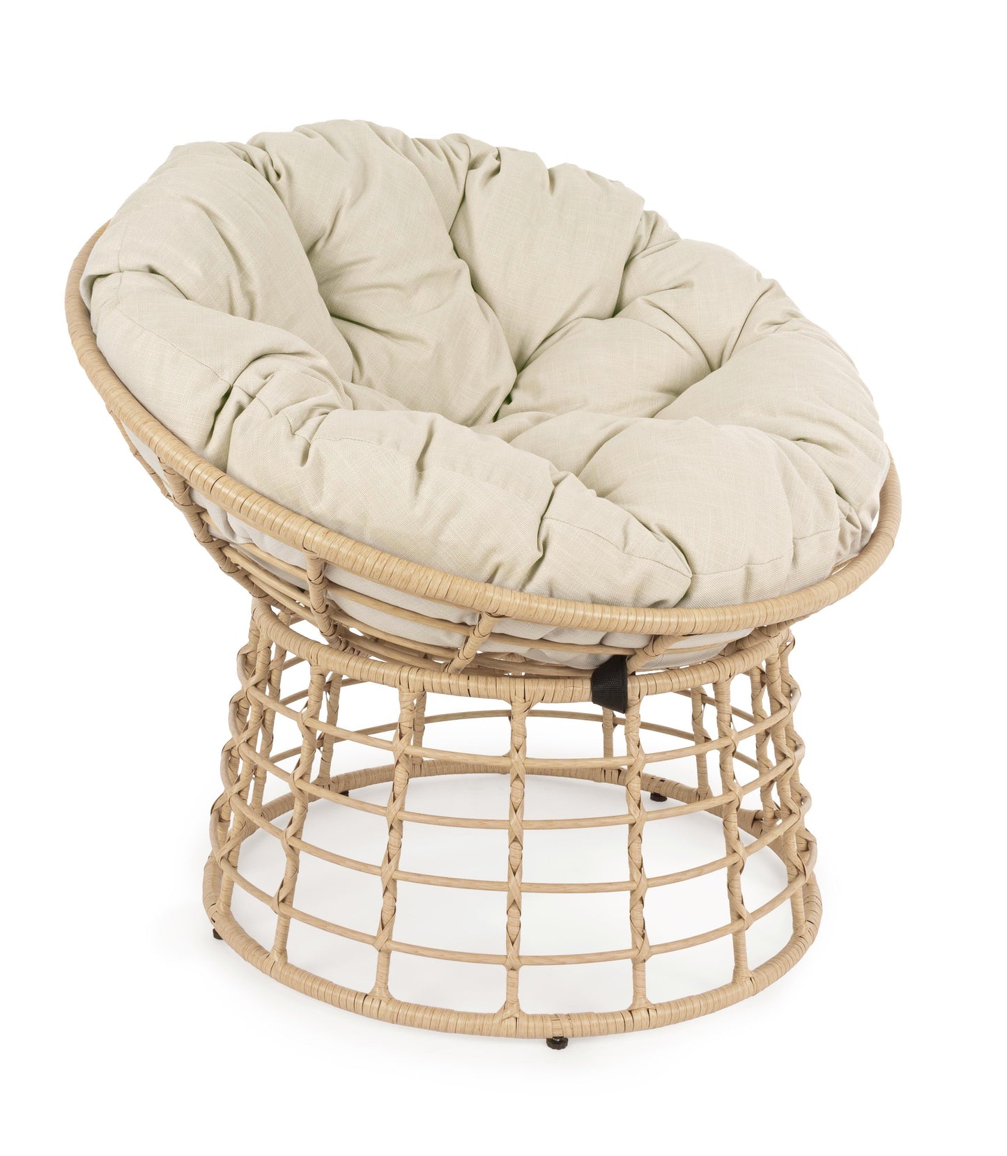 Poltrona ovale per esterni con intreccio in fibra color naturale e cuscini - SPEDIZIONE GRATUITA - lapagoda.net