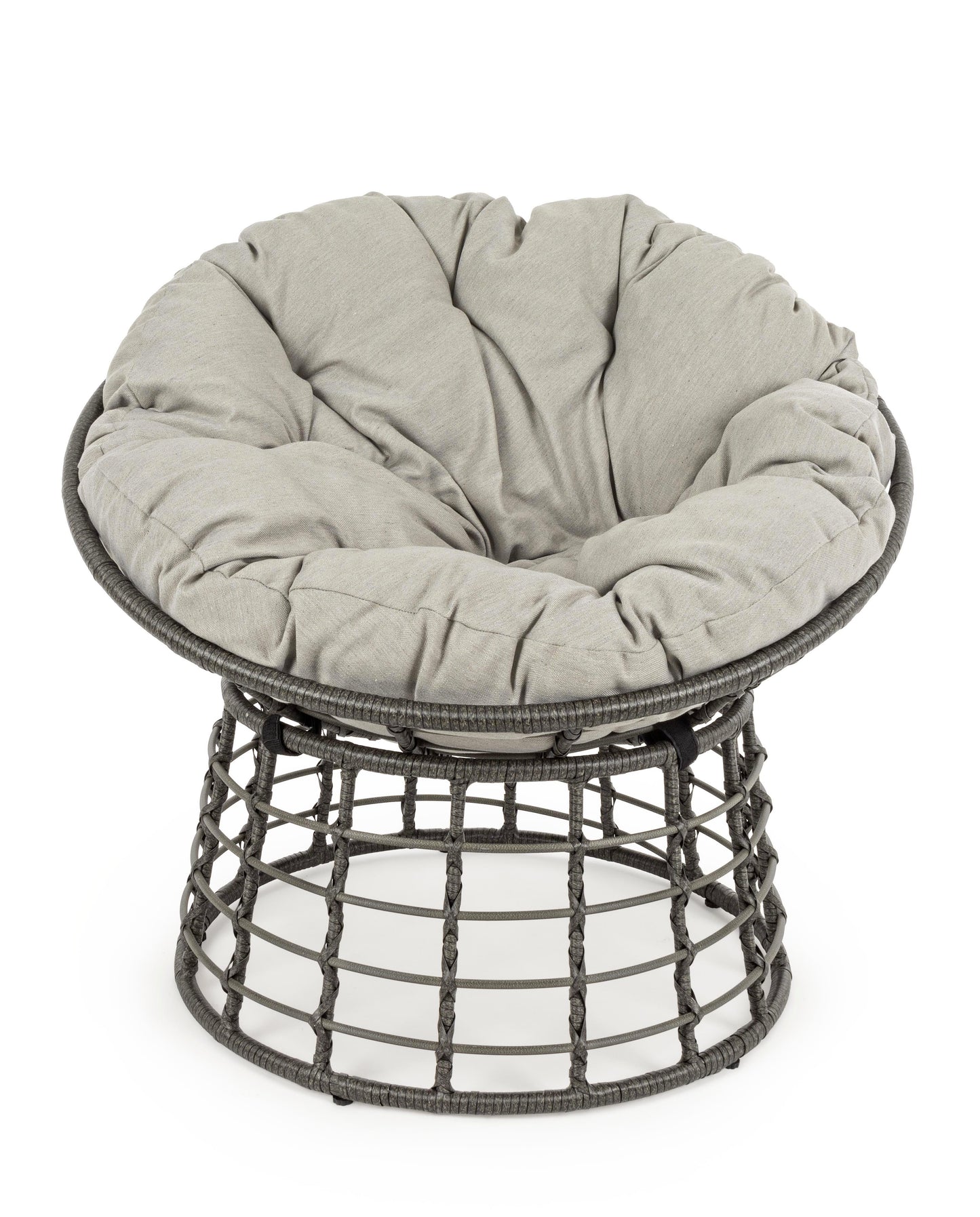 Poltrona ovale per esterni con intreccio in fibra color grigio e cuscini - SPEDIZIONE GRATUITA - lapagoda.net