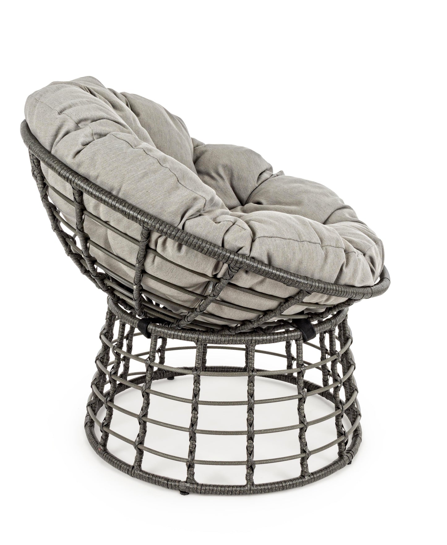 Poltrona ovale per esterni con intreccio in fibra color grigio e cuscini - SPEDIZIONE GRATUITA - lapagoda.net