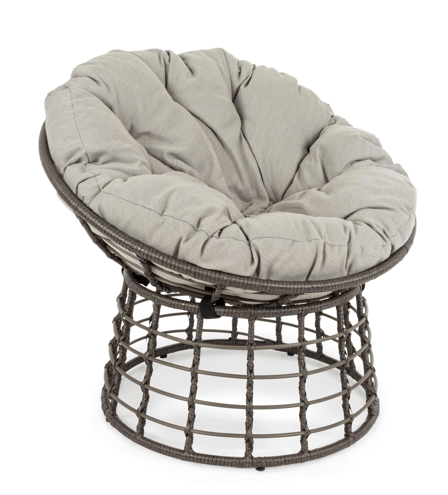 Poltrona ovale per esterni con intreccio in fibra color grigio e cuscini - SPEDIZIONE GRATUITA - lapagoda.net