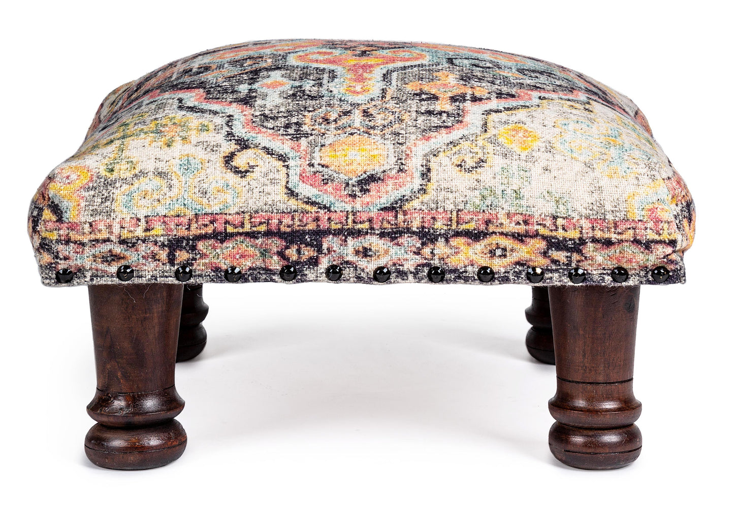 Pouf Tamil con gambe in legno massello e stoffa riciclata SCONTO 20% spedizione gratuita - lapagoda.net