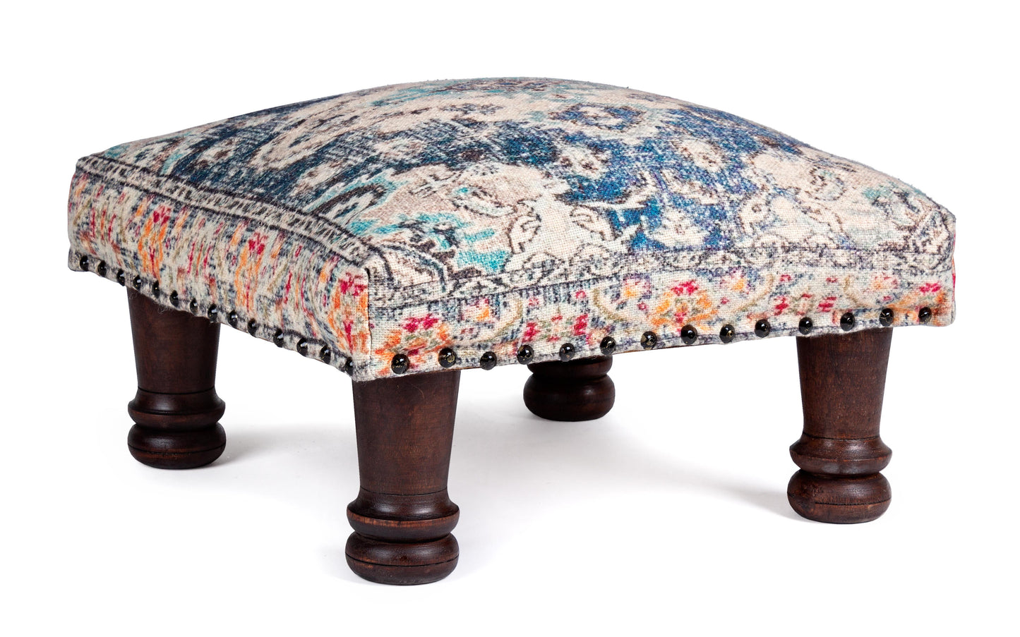 Pouf Tamil con gambe in legno massello e stoffa riciclata SCONTO 20% spedizione gratuita - lapagoda.net