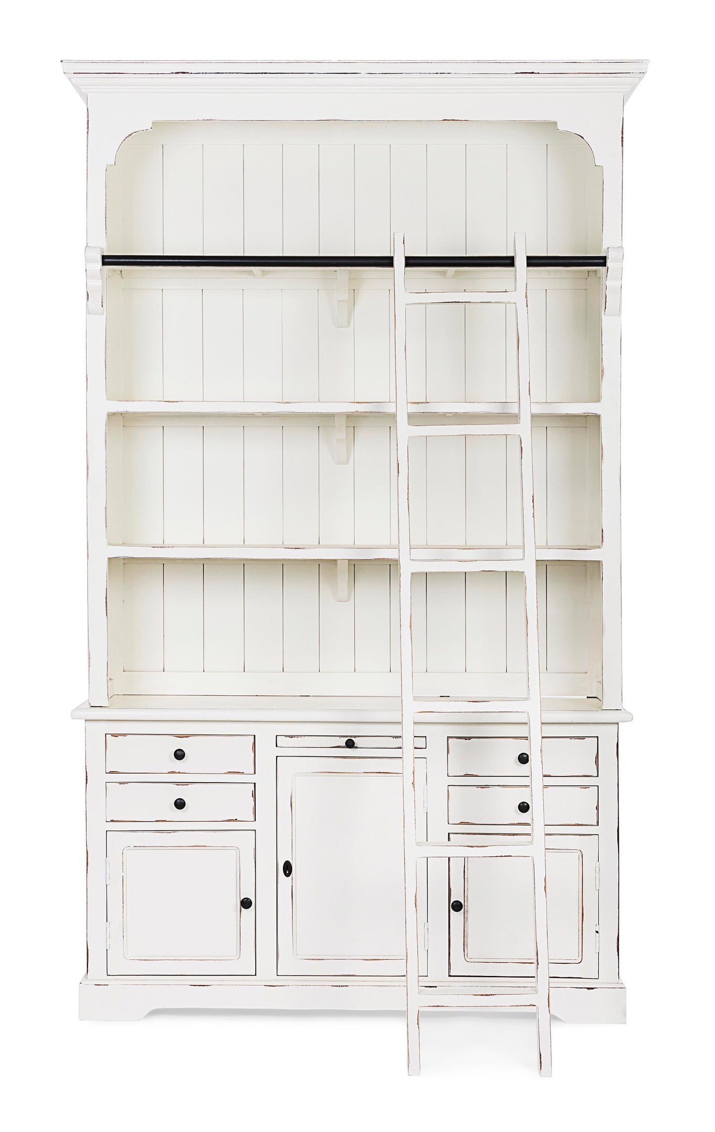 Libreria shabby chic con scala colore bianco in legno massello decapato - SCONTO 20% - lapagoda.net