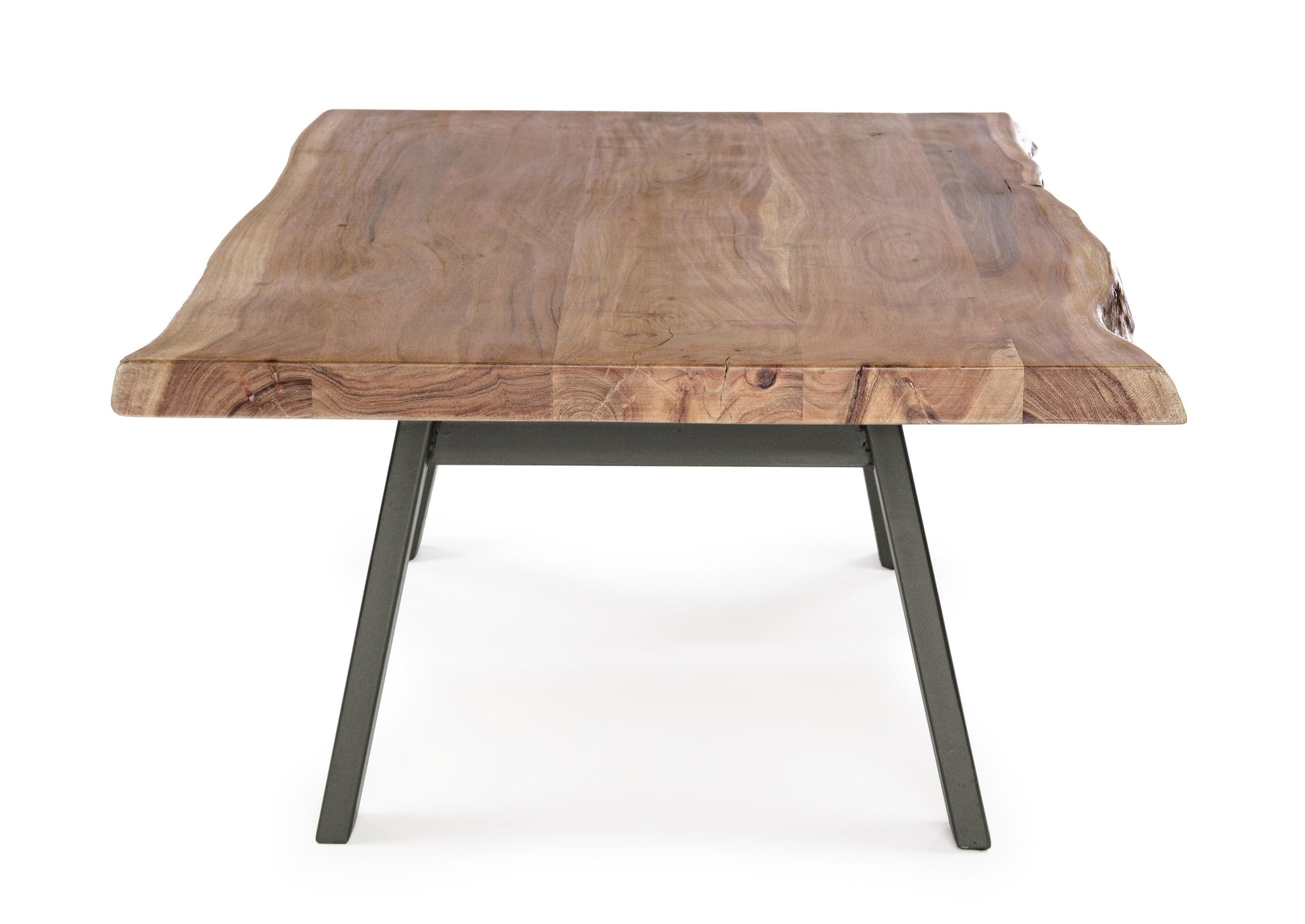 Tavolino industrial in legno massello con bordi irregolari effetto legno vivo 115x65- 115X65 - lapagoda.net