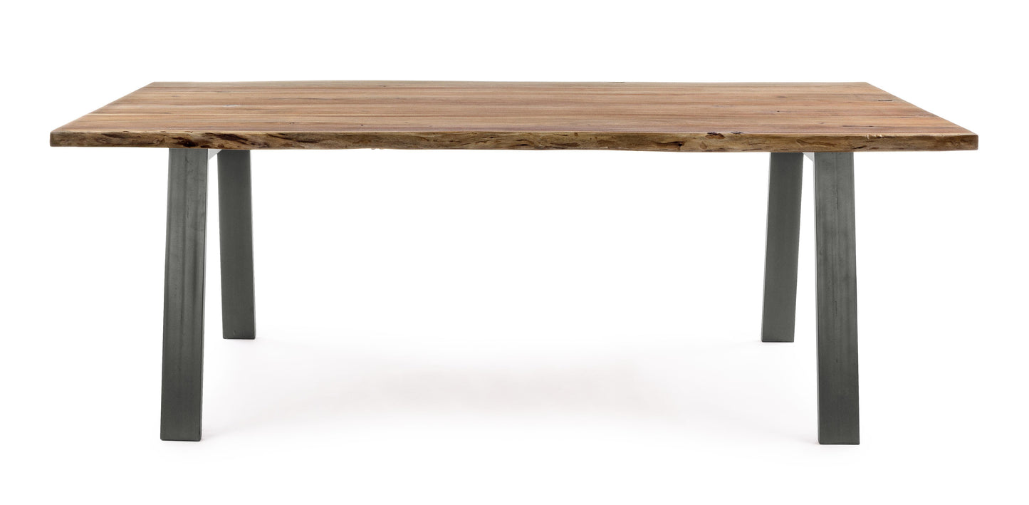 Tavolo industrial in legno massello con bordi irregolari effetto legno vivo 200x95 -lapagoda.net