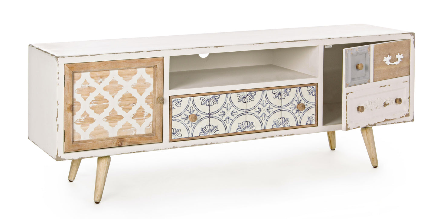 mobile basso porta tv in legno decapato shabby chic