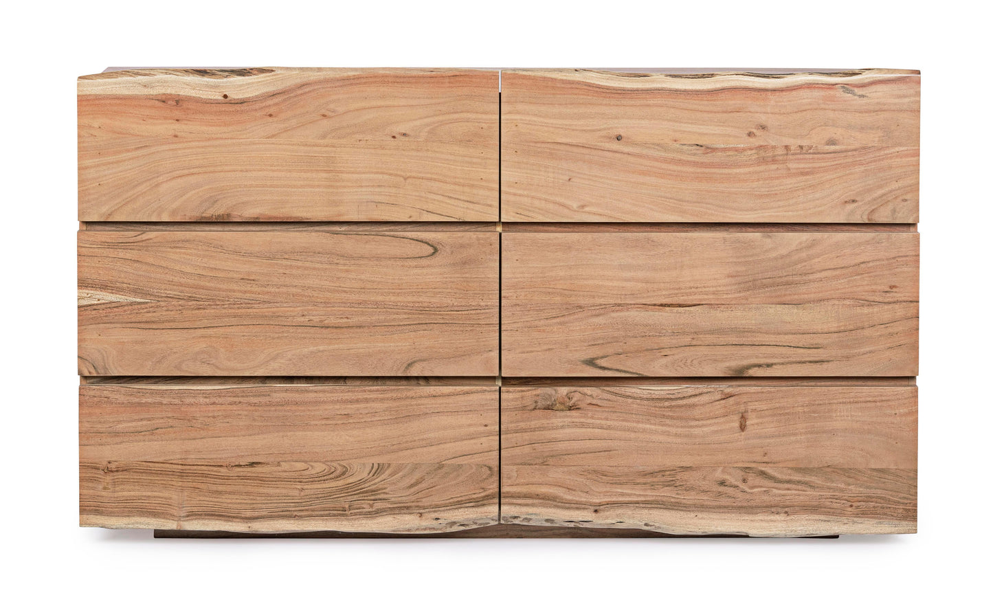 Cassettiera artigianale 6 cassetti in legno massiccio naturale effetto vivo - lapagoda.net