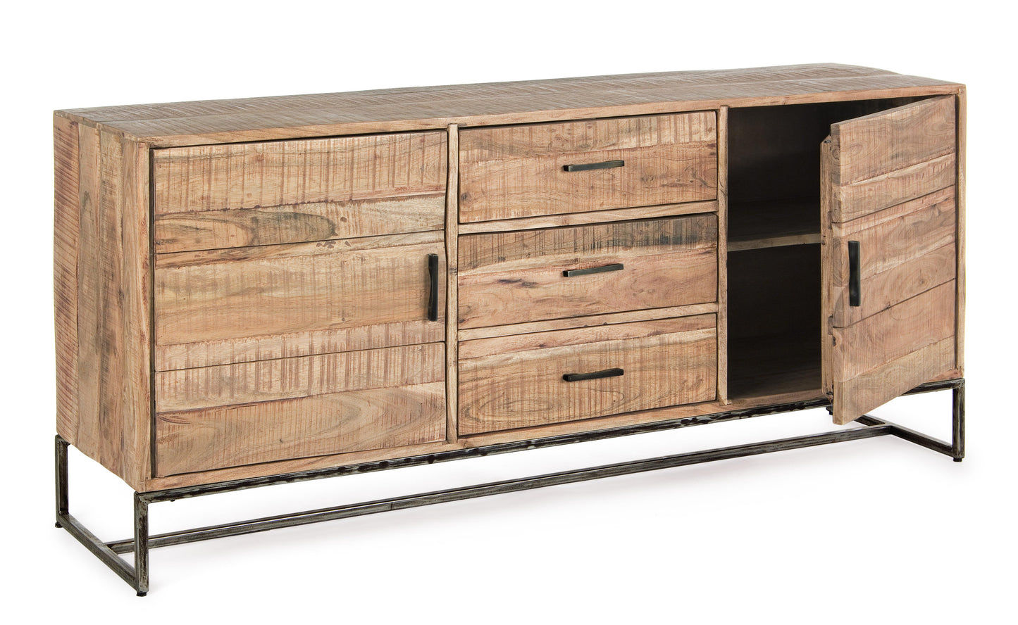 Credenza porta TV industrial in ferro battuto e legno massello 2 ante 3 cassetti SCONTO 20% spedizione gratuita - lapagoda.net